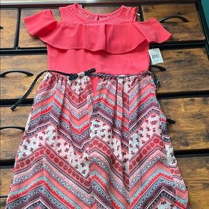 Knitworks Red and Pink Patterned Kids Dress